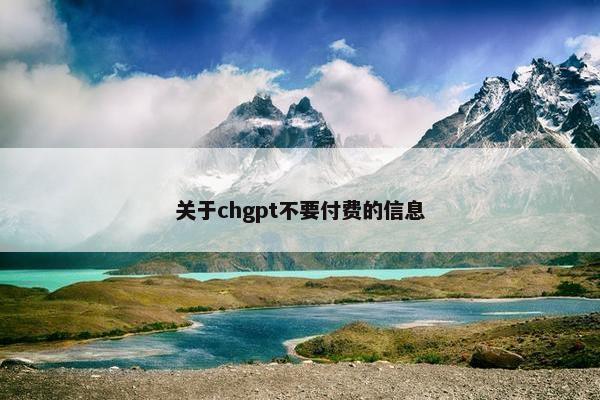 关于chgpt不要付费的信息