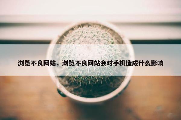 浏览不良网站，浏览不良网站会对手机造成什么影响