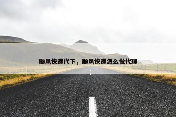 顺风快递代下，顺风快递怎么做代理