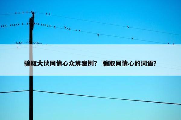 骗取大伙同情心众筹案例？ 骗取同情心的词语？