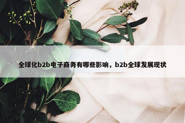 全球化b2b电子商务有哪些影响，b2b全球发展现状