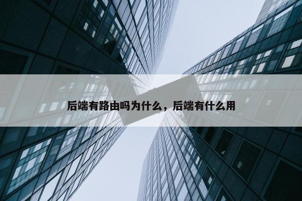 后端有路由吗为什么，后端有什么用