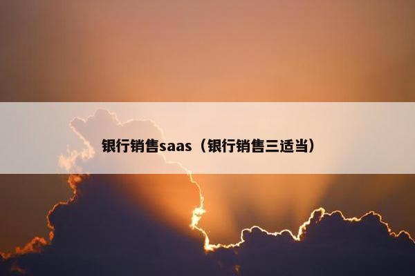银行销售saas（银行销售三适当）