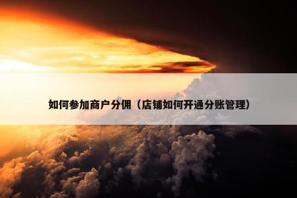 如何参加商户分佣（店铺如何开通分账管理）
