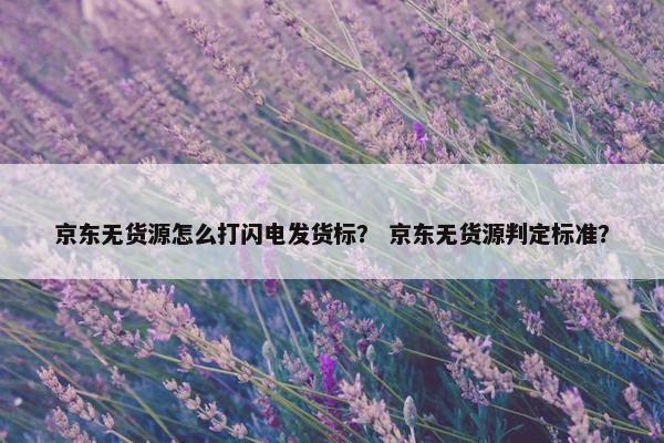 京东无货源怎么打闪电发货标？ 京东无货源判定标准？
