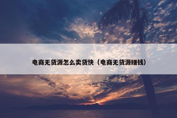 电商无货源怎么卖货快（电商无货源赚钱）