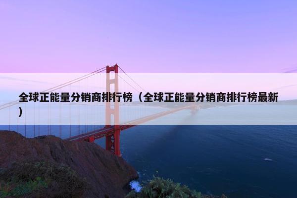 全球正能量分销商排行榜（全球正能量分销商排行榜最新）