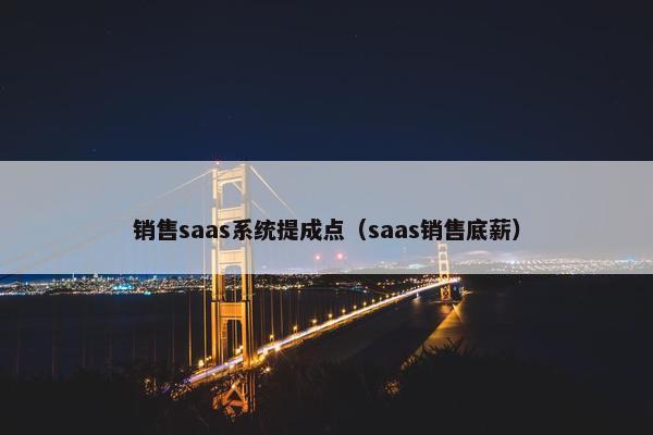 销售saas系统提成点（saas销售底薪）