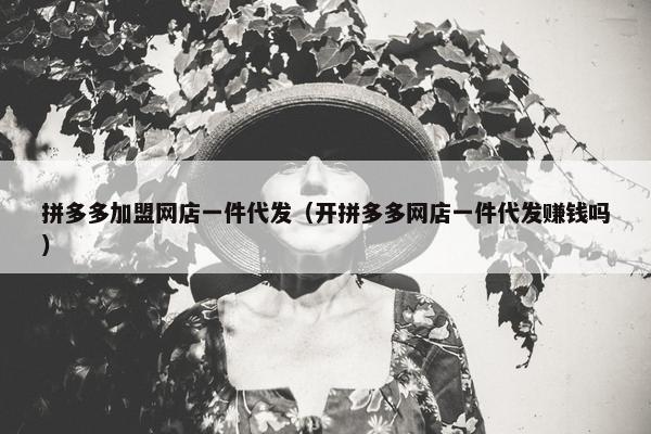 拼多多加盟网店一件代发（开拼多多网店一件代发赚钱吗）