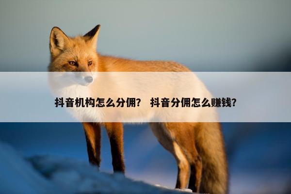 抖音机构怎么分佣？ 抖音分佣怎么赚钱？