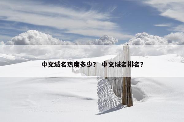 中文域名热度多少？ 中文域名排名？