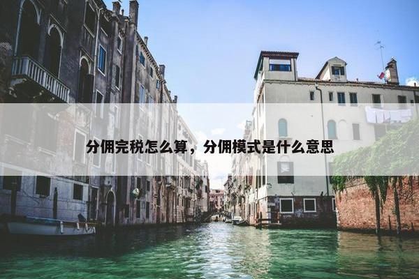 分佣完税怎么算，分佣模式是什么意思
