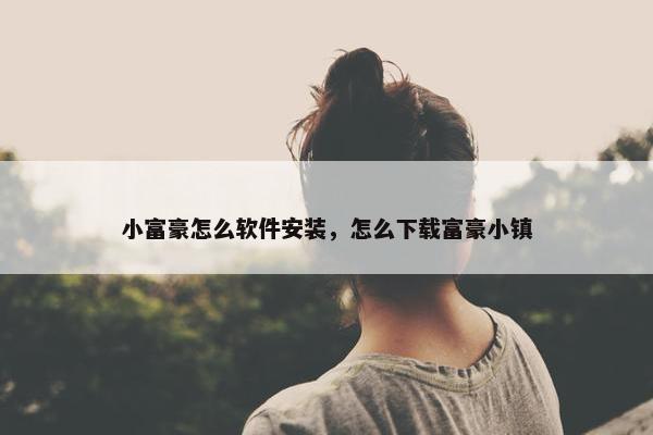 小富豪怎么软件安装，怎么下载富豪小镇