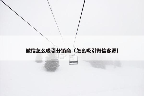 微信怎么吸引分销商（怎么吸引微信客源）