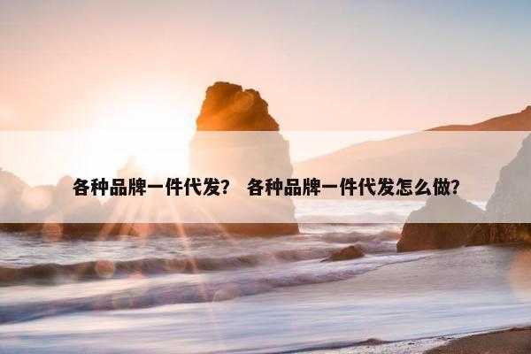各种品牌一件代发？ 各种品牌一件代发怎么做？