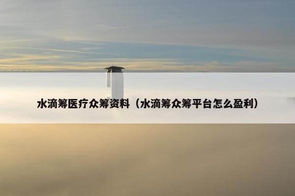 水滴筹医疗众筹资料（水滴筹众筹平台怎么盈利）