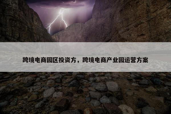 跨境电商园区投资方，跨境电商产业园运营方案