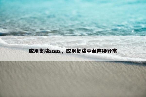应用集成saas，应用集成平台连接异常