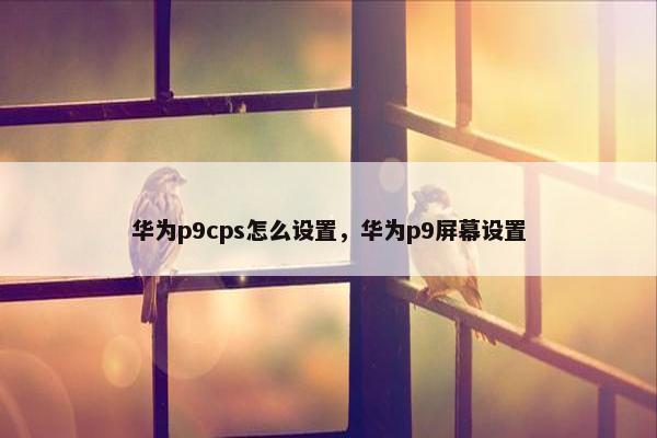 华为p9cps怎么设置，华为p9屏幕设置