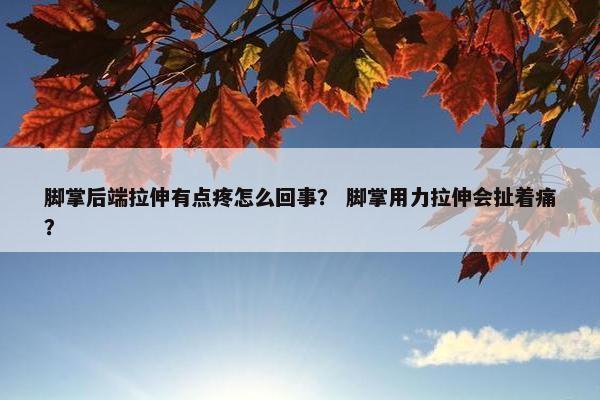 脚掌后端拉伸有点疼怎么回事？ 脚掌用力拉伸会扯着痛？