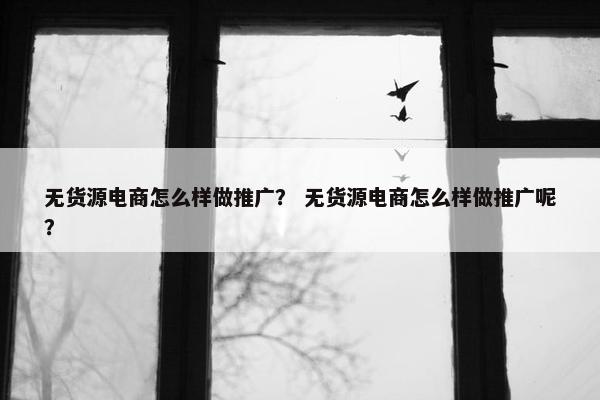 无货源电商怎么样做推广？ 无货源电商怎么样做推广呢？