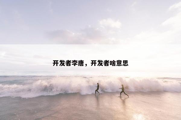 开发者李唐，开发者啥意思