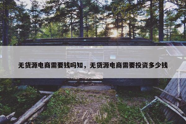 无货源电商需要钱吗知，无货源电商需要投资多少钱