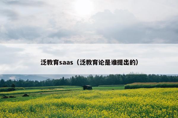 泛教育saas（泛教育论是谁提出的）