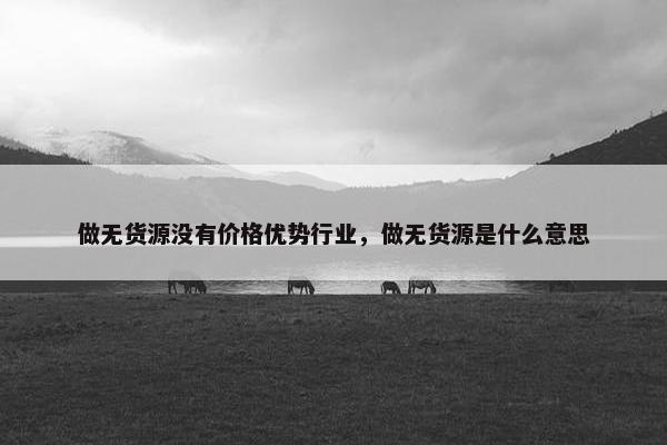 做无货源没有价格优势行业，做无货源是什么意思