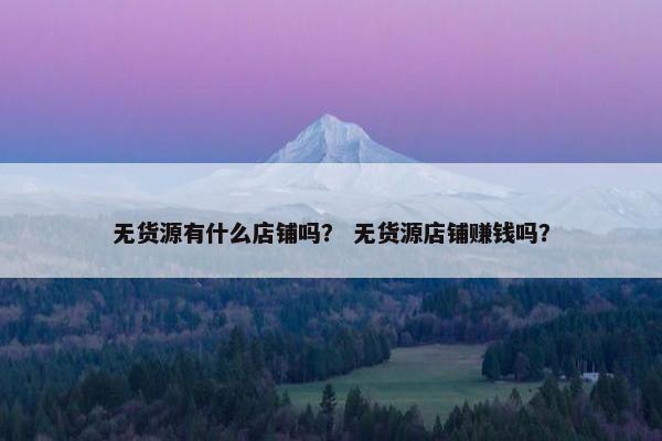 无货源有什么店铺吗？ 无货源店铺赚钱吗？