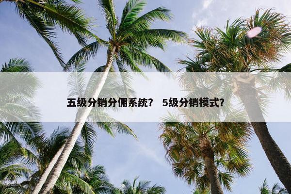 五级分销分佣系统？ 5级分销模式？