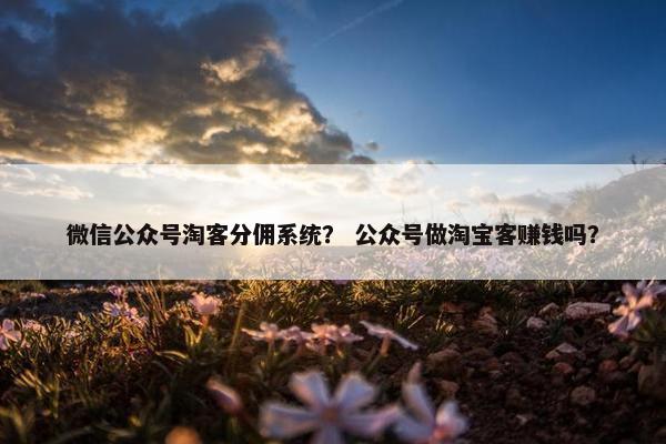 微信公众号淘客分佣系统？ 公众号做淘宝客赚钱吗？
