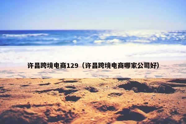许昌跨境电商129（许昌跨境电商哪家公司好）