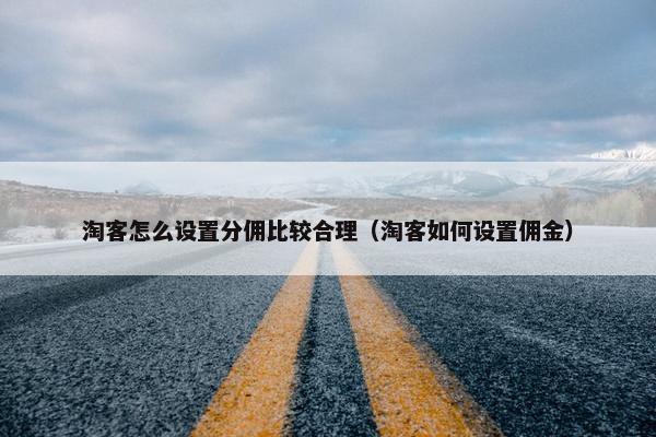淘客怎么设置分佣比较合理（淘客如何设置佣金）