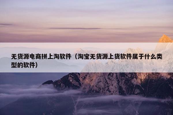 无货源电商拼上淘软件（淘宝无货源上货软件属于什么类型的软件）