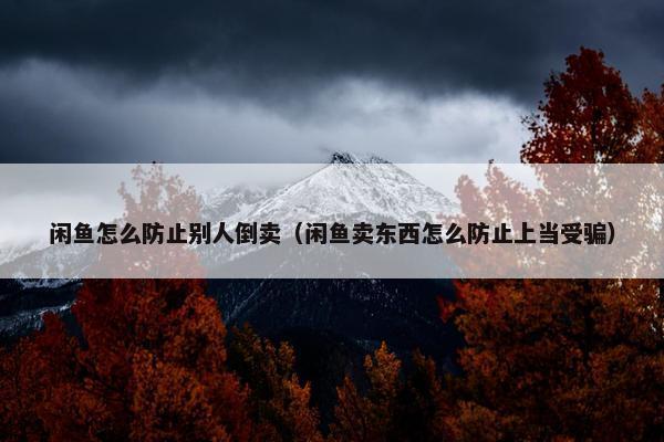 闲鱼怎么防止别人倒卖（闲鱼卖东西怎么防止上当受骗）