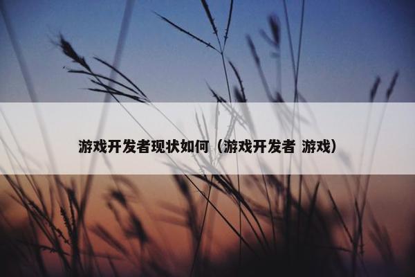 游戏开发者现状如何（游戏开发者 游戏）