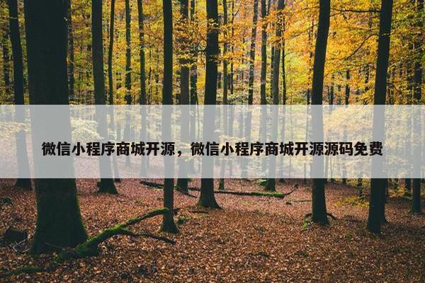 微信小程序商城开源，微信小程序商城开源源码免费