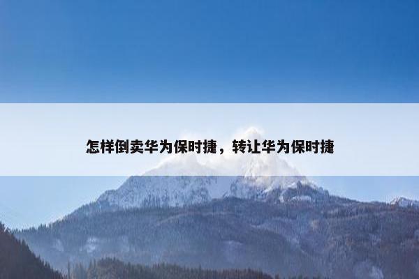 怎样倒卖华为保时捷，转让华为保时捷