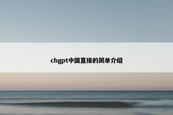 chgpt中国直接的简单介绍