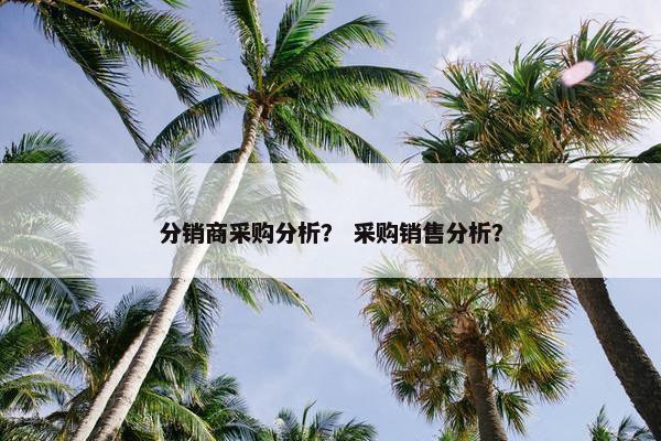 分销商采购分析？ 采购销售分析？