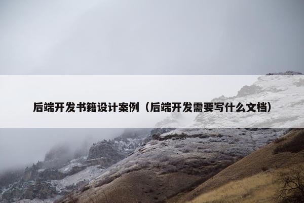 后端开发书籍设计案例（后端开发需要写什么文档）