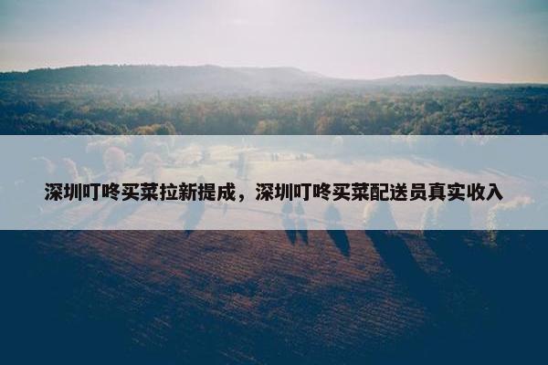 深圳叮咚买菜拉新提成，深圳叮咚买菜配送员真实收入
