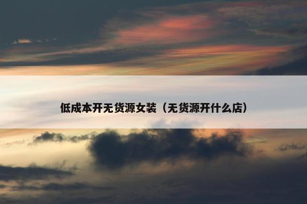 低成本开无货源女装（无货源开什么店）