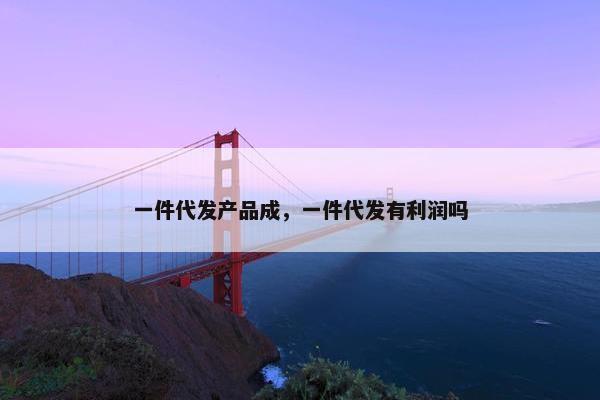 一件代发产品成，一件代发有利润吗