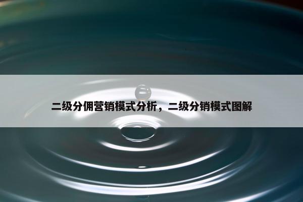 二级分佣营销模式分析，二级分销模式图解