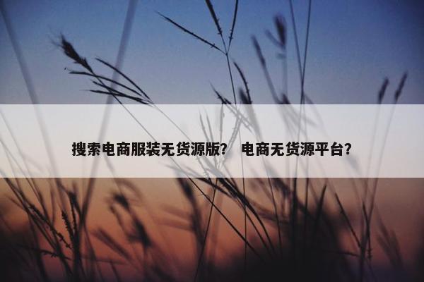 搜索电商服装无货源版？ 电商无货源平台？