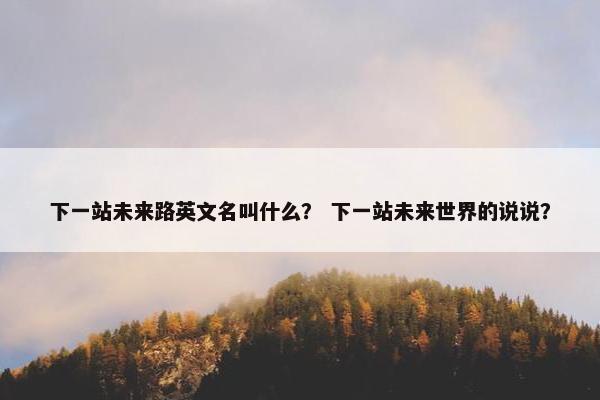 下一站未来路英文名叫什么？ 下一站未来世界的说说？