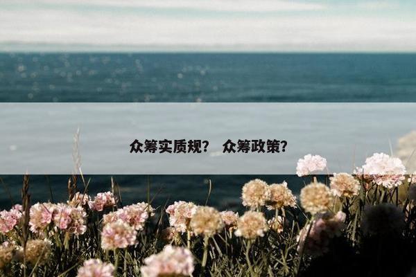 众筹实质规？ 众筹政策？