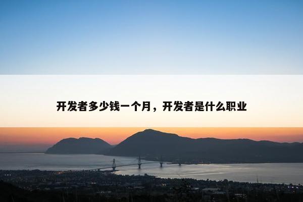 开发者多少钱一个月，开发者是什么职业